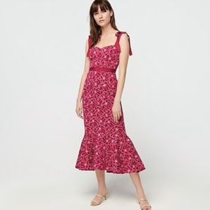 EUC! J. Crew Burgundy/Pink Eyelet Midi Dress, size 4